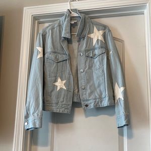 Blue Jean Faux Leather Star Patch Jacket
